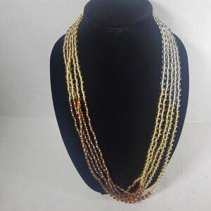 Talbots Classic Statement Multistrand Color Gradient Glass Beaded 32" Necklace